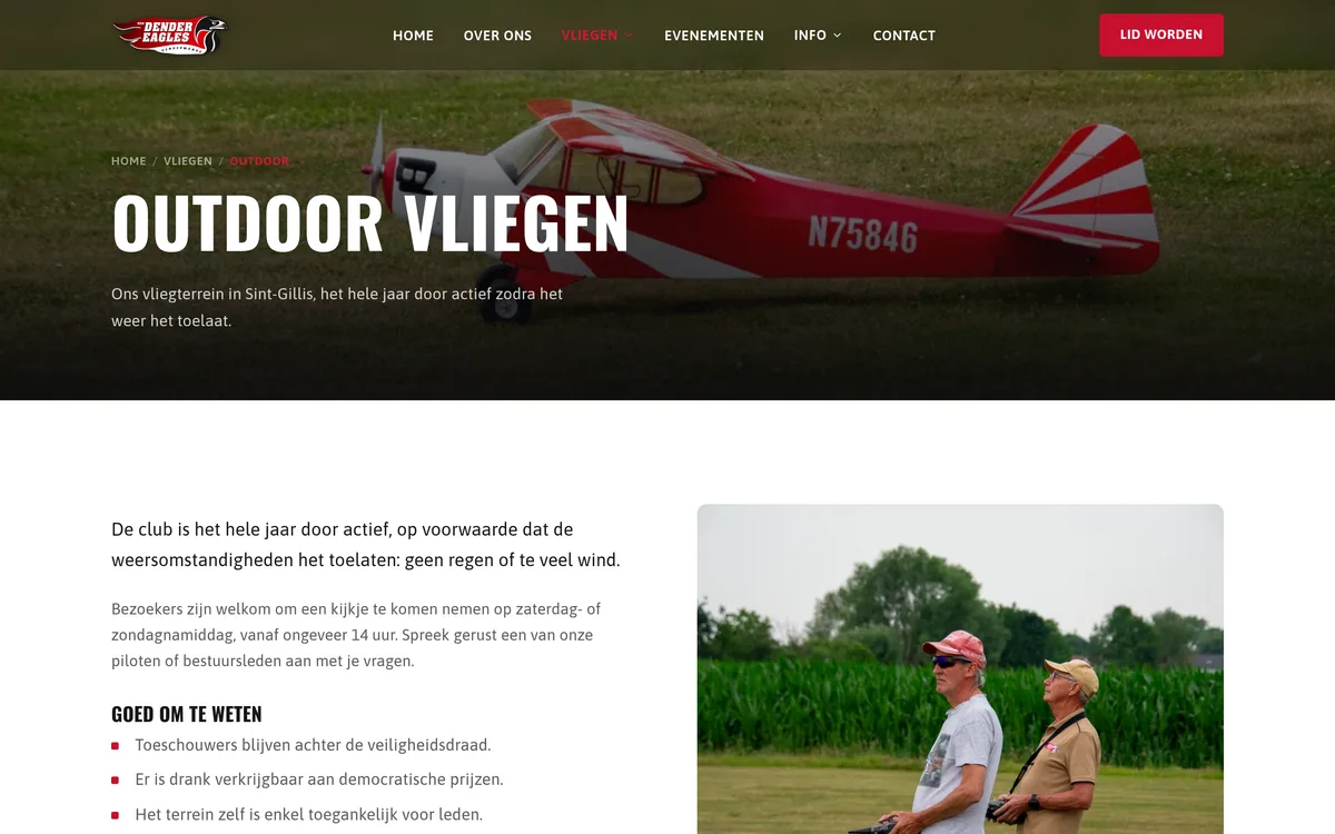 Dender Eagles, modelvliegclub vzw in Dendermonde. Website gebouwd en gehost door Cloudpage.