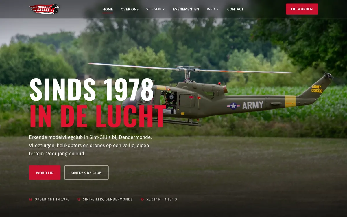 Dender Eagles, modelvliegclub vzw in Dendermonde. Website gebouwd en gehost door Cloudpage.