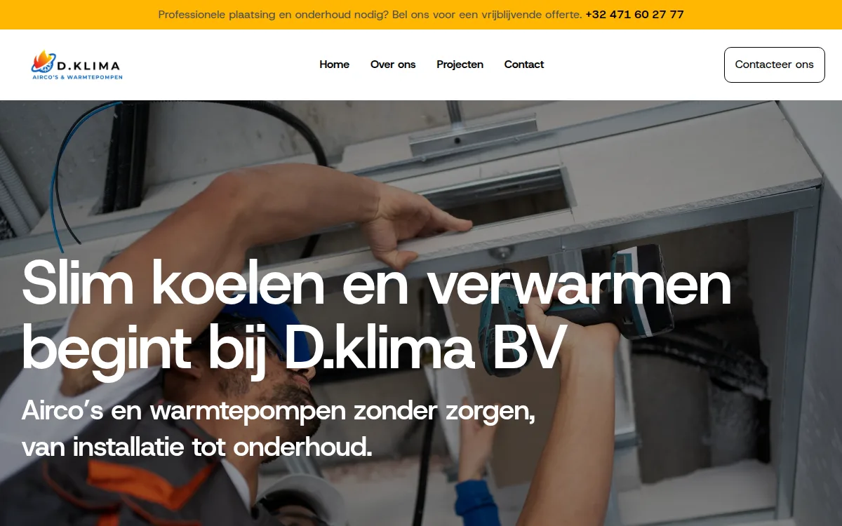 D.Klima, HVAC in Merchtem. Website built by Cloudpage.