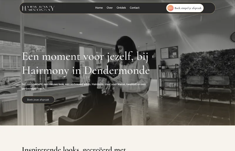 Hairmony, peluquer&iacute;a en Dendermonde. Sitio web realizado por Cloudpage.