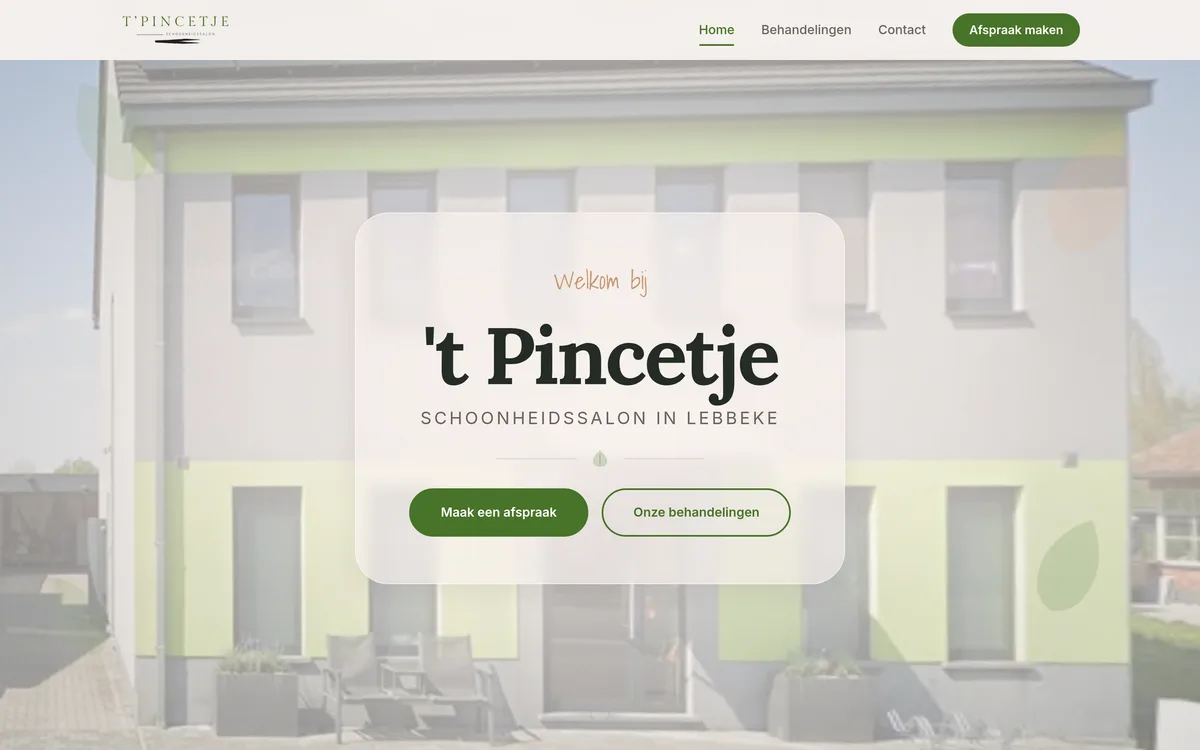 't Pincetje, beauty salon in Lebbeke. Website built by Cloudpage.
